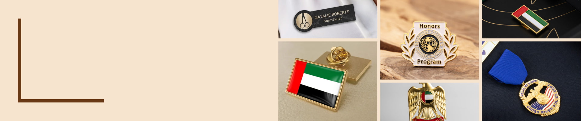 Custom metal badge printing, name badges, and metal stickers – premium customized metal logo badges in Dubai