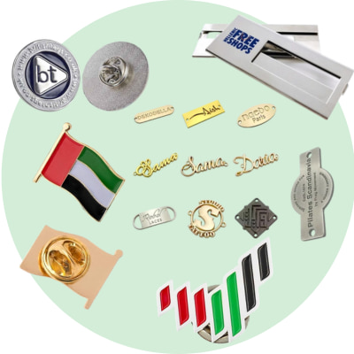 Customized metal logo badge, name badges, and metal badge printing services – high-quality custom badges in Dubai