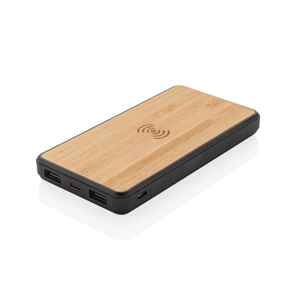 Bamboo wireless power bank 10000mAh eco-friendly charging Dubai