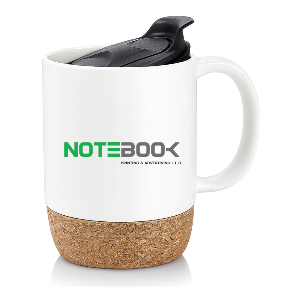 Ceramic cup with cork bottom – customized mugs Dubai  أكواب مخصصة دبي  Mugs personnalisés Dubai
