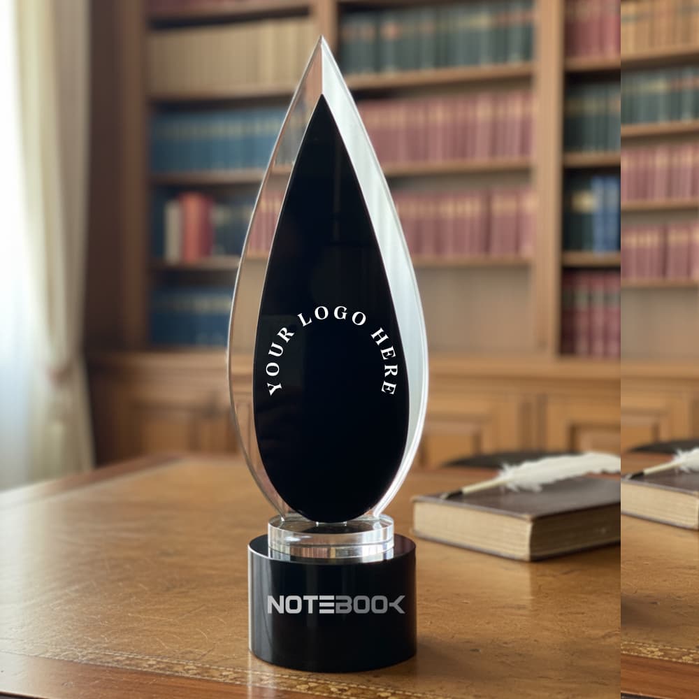 Elegant custom crystal trophy with logo engraving Dubai UAE