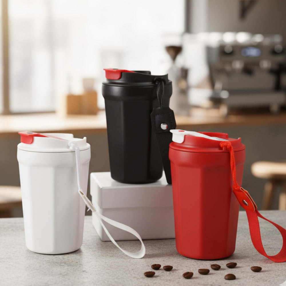 Custom logo double wall stainless steel travel coffee mug Dubai UAE  كوب سفر ستانلس ستيل مع شعار مخصص دبي  Mug de voyage personnalisé Dubaï