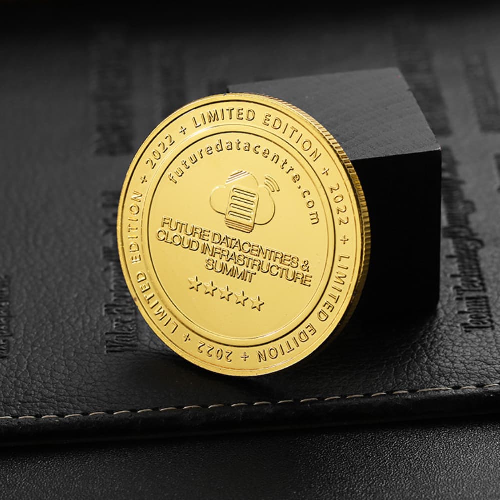 Customized gold coin with engraved logo for corporate gifts UAE