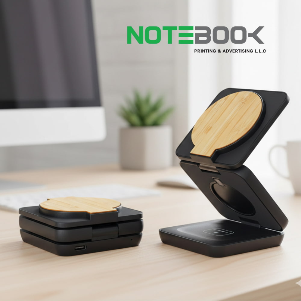 Green gifts wireless charger with logo printing for corporate giveaways in Dubai