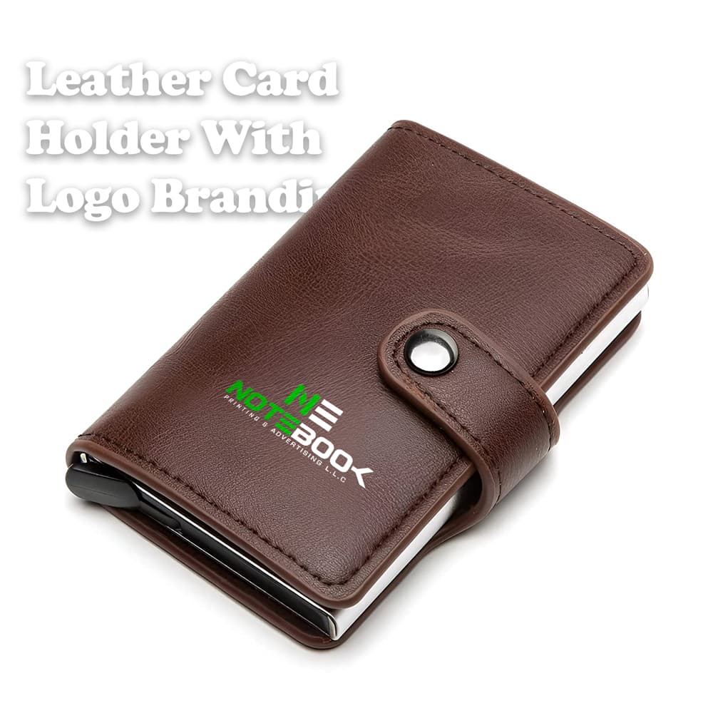 Custom leather card holder with engraving Dubai UAE