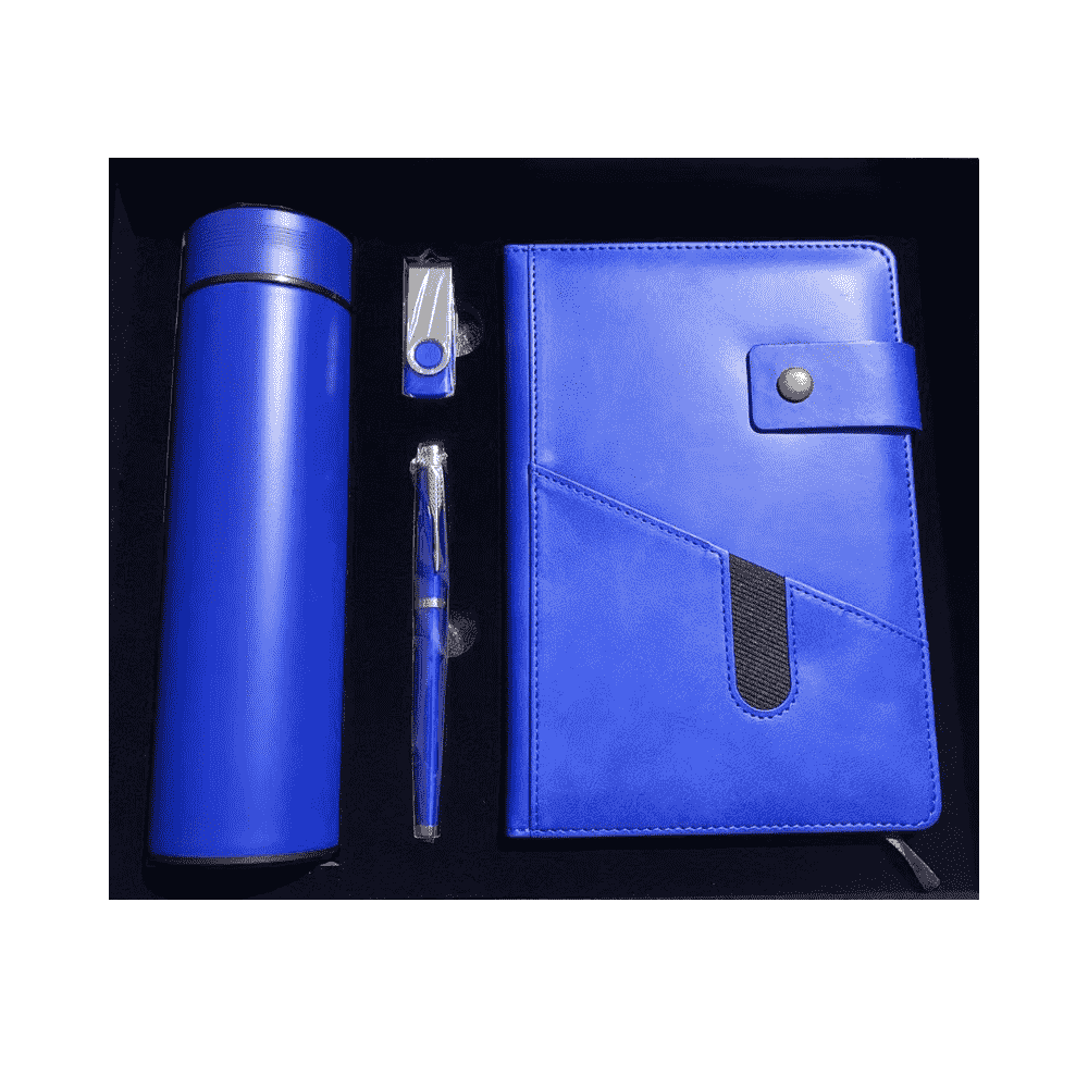 Premium Leather and Metal Corporate Gift Set with Notebook, Pen, usb, and Temperature Display Bottle – Dubai UAE