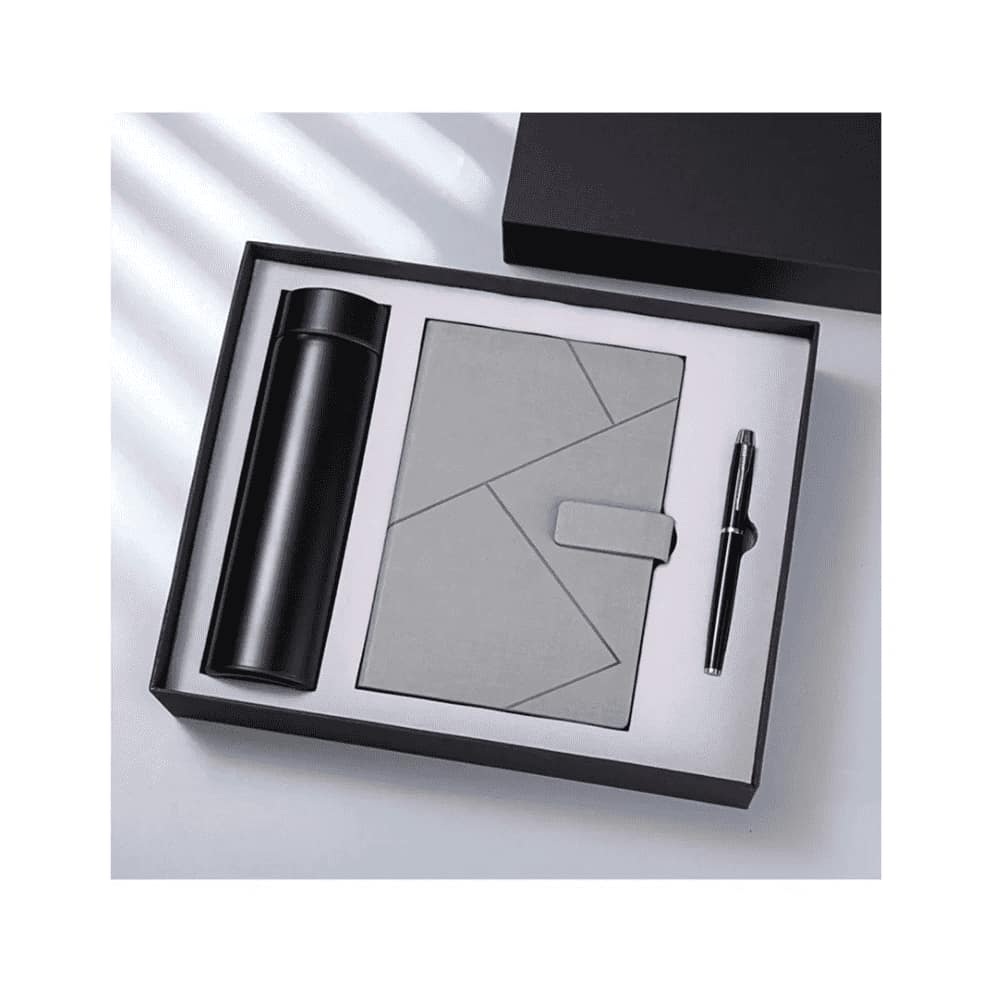 Promotional Gift Set with Diary, Metal Water Bottle & Pen – corporate gift supplier dubai