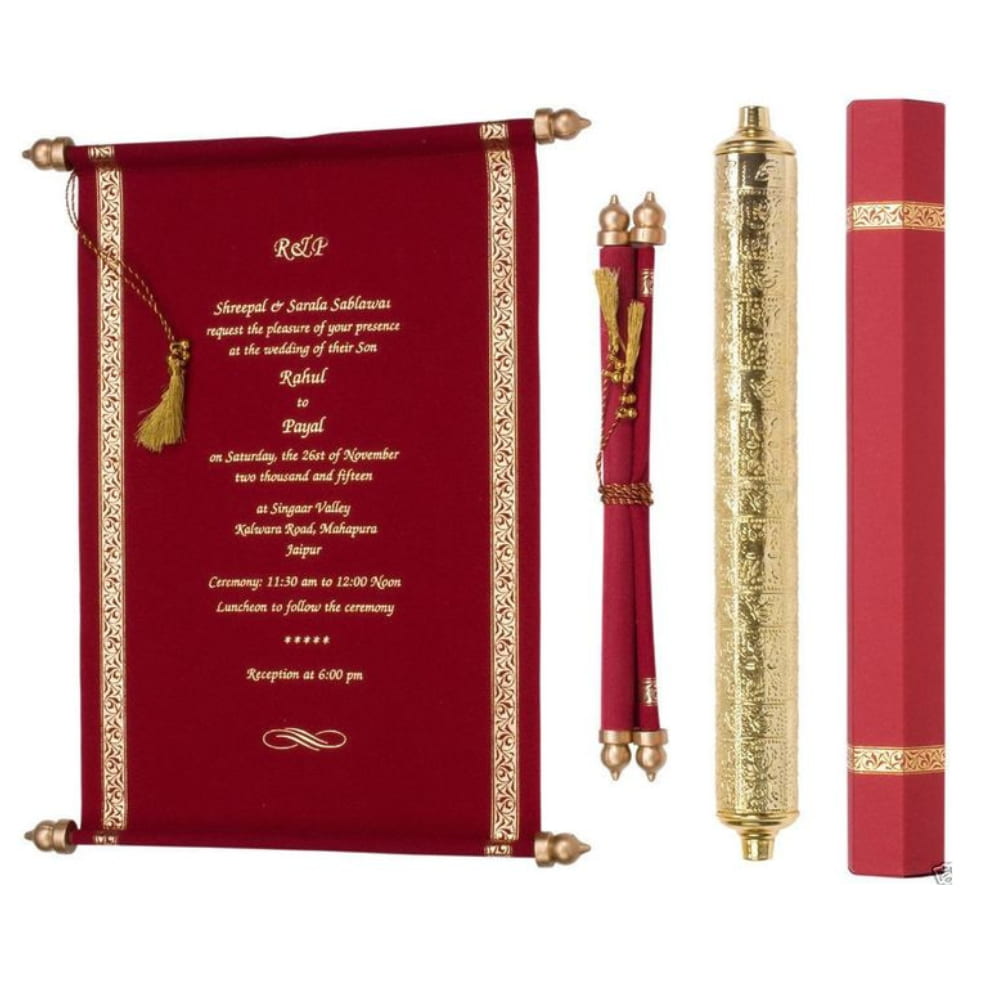 Affordable Scroll Invitation Card Printing in Dubai – Free Design Wedding Invitations UAE
