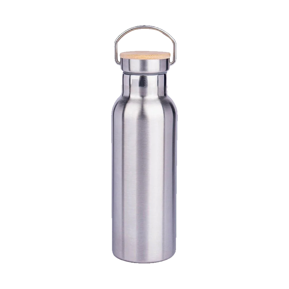Stainless Steel Water Bottle with Bamboo Lid Carry Handle